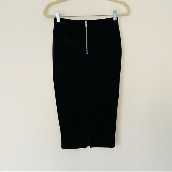 Gianni Bini black velour pencil midi back slit  skirt - Picture 5 of 5